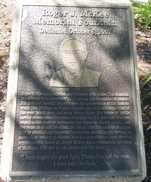 ROGER J. MCKEE MEMORIAL FOUNTAIN PLAQUE