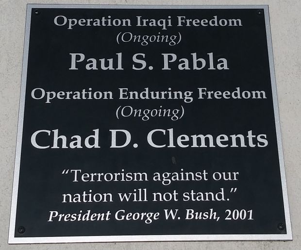 OPERATION IRAQI FREEDOM AND OPERATION ENDURING FREEDOM MEMORIAL PLAQUE