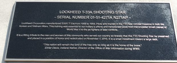 LOCKHEED T-33A SHOOTING STAR WAR MEMORIAL AIRCRAFT PLAQUE