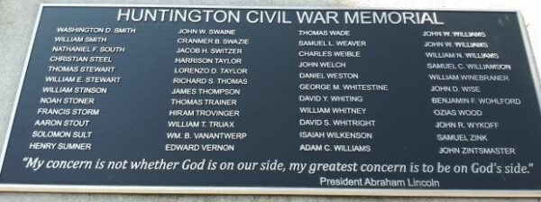 HUNTINGTON CIVIL WAR MEMORIAL PLAQUE E