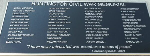 HUNTINGTON CIVIL WAR MEMORIAL PLAQUE D