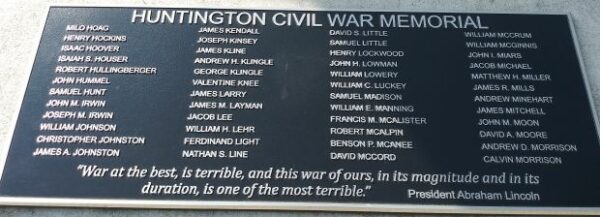 HUNTINGTON CIVIL WAR MEMORIAL PLAQUE C