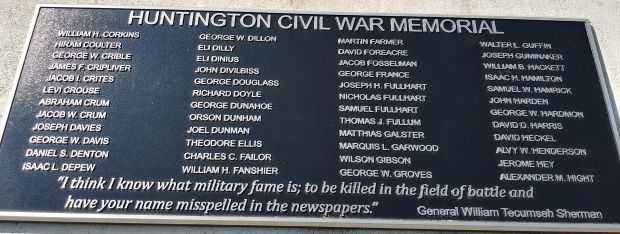 HUNTINGTON CIVIL WAR MEMORIAL PLAQUE B
