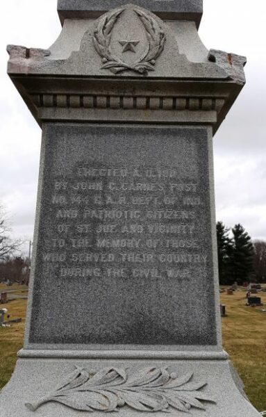 SAINT JOE G.A.R. CIVIL WAR MEMORIAL SIDE B