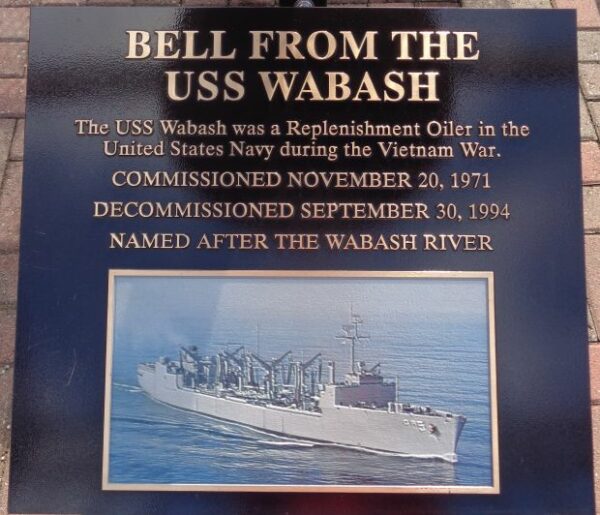 BELL FROM THE USS WABASH WAR MEMORIAL PLAQUE