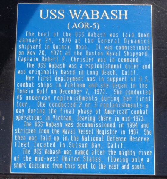 USS WABASH (AOR-5) WAR MEMORIAL PLAQUE