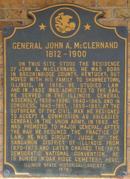 GENERAL JOHN A. MCCLERNAND WAR MEMORIAL PLAQUE