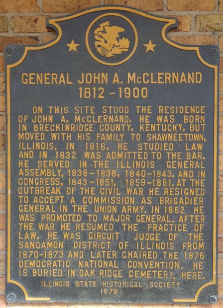 GENERAL JOHN A. MCCLERNAND WAR MEMORIAL PLAQUE