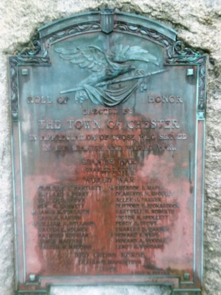 CHESTER SPANISH AND WORLD WAR ROLL OF HONOR MEMORIAL