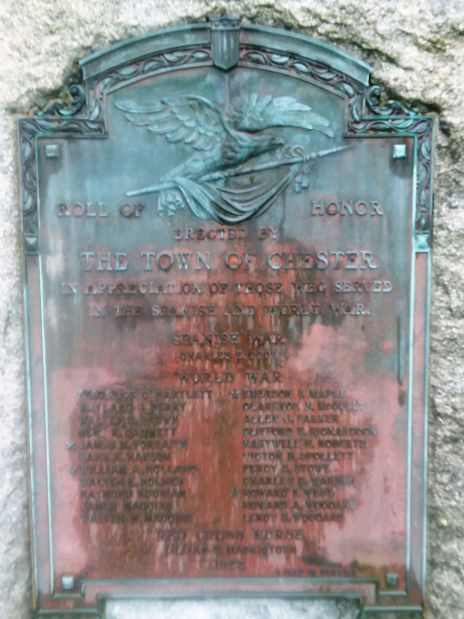 CHESTER SPANISH AND WORLD WAR ROLL OF HONOR MEMORIAL
