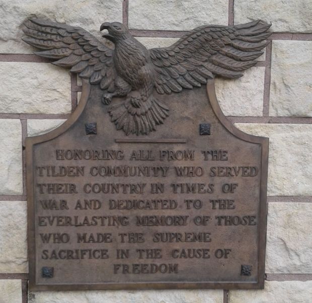 TILDEN WAR VETERANS MEMORIAL PLAQUE
