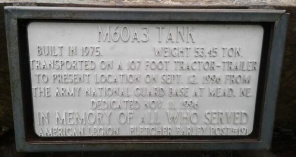 M60A3 TANK MEMORIAL PLAQUE