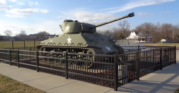 WWII M4A3E8 SHERMAN TANK WAR MEMORIAL