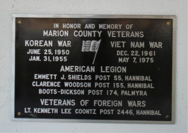 MARION COUNTY WAR VETERANS MEMORIAL PLAQUE J