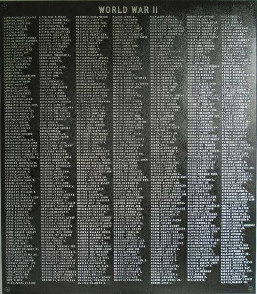 MARION COUNTY WAR VETERANS MEMORIAL PLAQUE G