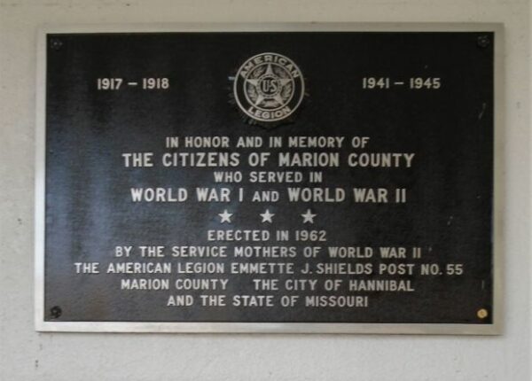 MARION COUNTY WAR VETERANS MEMORIAL PLAQUE A