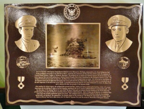 BATTLE OF LEYTE GULF WAR MEMORIAL PLAQUE