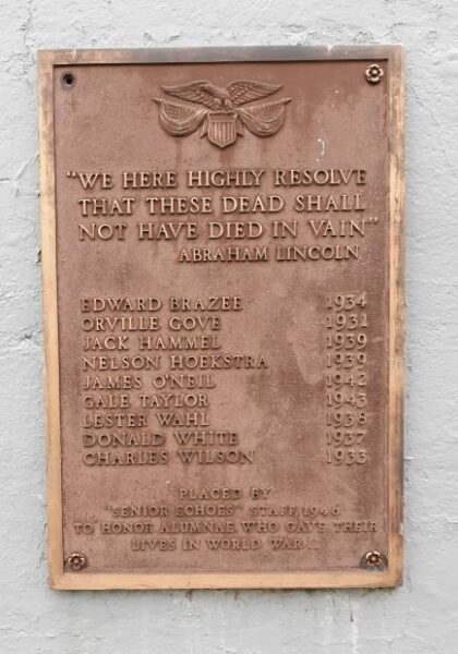 SENIOR ECHOES” WAR MEMORIAL PLAQUE