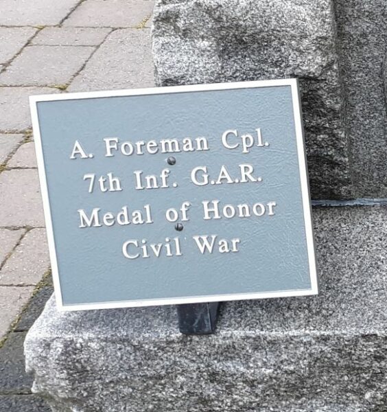 A. FOREMAN CPL. MEDAL OF HONOR WAR MEMORIAL PLAQUE