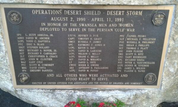 SWANSEA OPERATION DESERT SHIELD-DESERT STORM MEMORIAL PLAQUE
