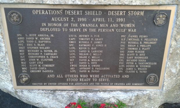 SWANSEA OPERATION DESERT SHIELD-DESERT STORM MEMORIAL PLAQUE