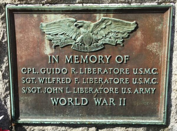 THE LIBERATORE BROTHERS WAR MEMORIAL PLAQUE