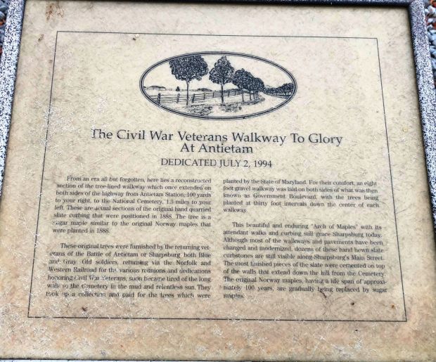 THE CIVIL WAR VETERANS WALKWAY TO GLORY AT ANTIETAM MEMORIAL PLAQUE