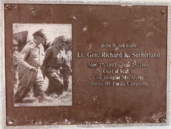 LT. GEN. RICHARD K. SUTHERLAND WAR MEMORIAL PLAQUE