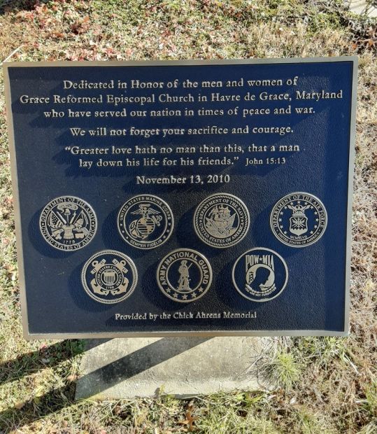 GRACE REFORMED EPISCOPAL CHURCH VETEANS MEMORIAL PLAQUE