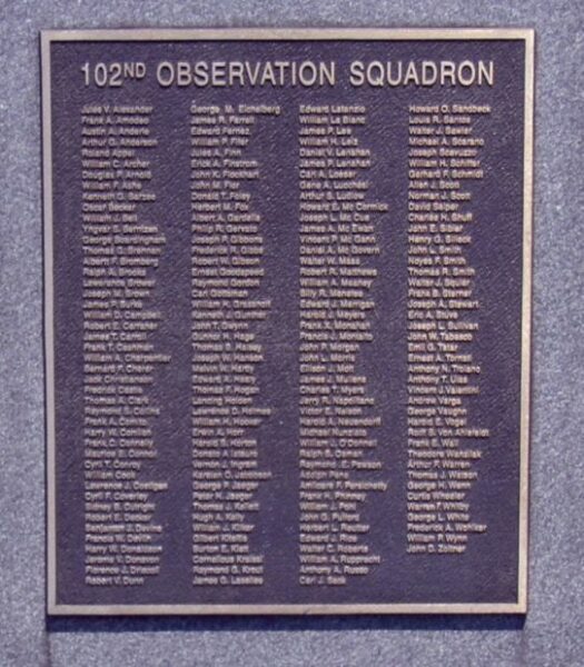 102ND. OBSERVATION SQUADRON WAR MEMORIAL PLAQUE B