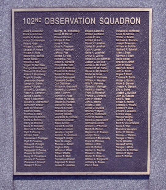 102ND. OBSERVATION SQUADRON WAR MEMORIAL PLAQUE B