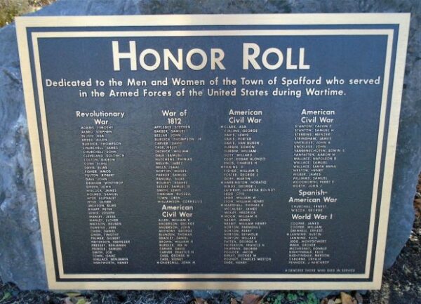 SPAFFORD VETERANS MEMORIAL PLAQUE A