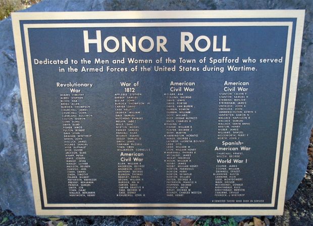 SPAFFORD VETERANS MEMORIAL PLAQUE A