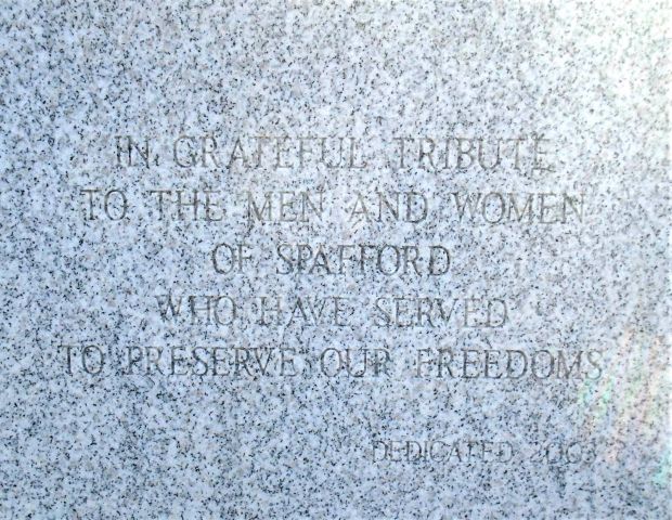 SPAFFORD VETERANS MEMORIAL DEDICATION STONE