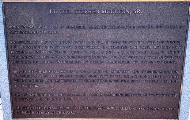 LT. COL. STEPHEN MOULTON, SR., REVOLUTIONARY WAR MEMORIAL PLAQUE