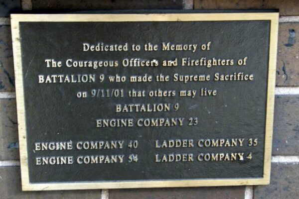 BATTALION 9, 9/11/01 MEMORIAL PLAQUE A