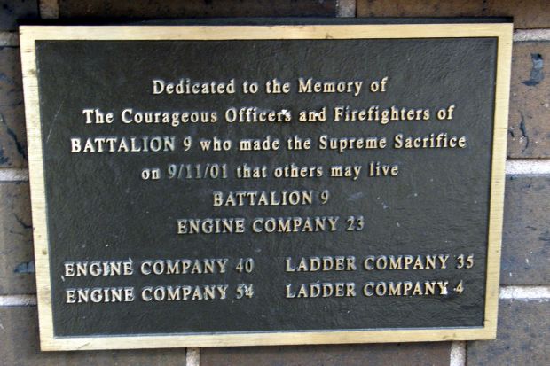 BATTALION 9, 9/11/01 MEMORIAL PLAQUE A