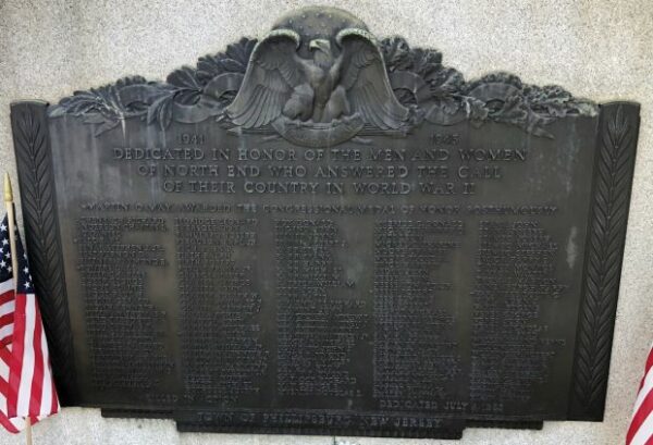 NORTH END WORLD WAR II MEMORIAL PLAQUE