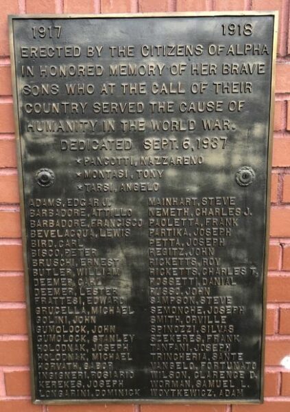 ALPHA TOWNSHIP WAR VETERANS MEMORIAL PLAQUE E