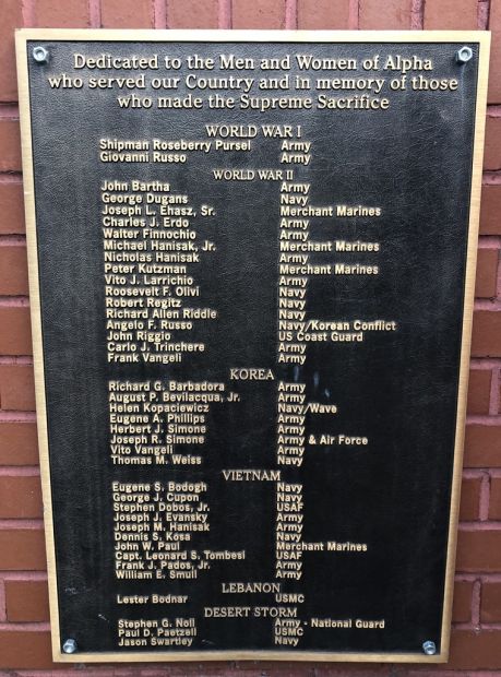 ALPHA TOWNSHIP WAR VETERANS MEMORIAL PLAQUE C