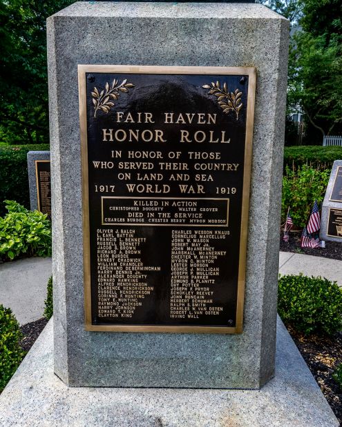 FAIR HAVEN HONOR ROLL WORLD WAR MEMORIAL PLAQUE