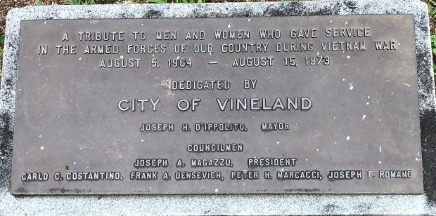 CITY OF VINELAND VIETNAM WAR VETERANS MEMORIAL PLAQUE
