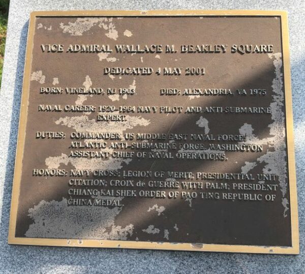 VICE ADMIRAL WALLACE M. BEAKLEY SQUARE MEMORIAL PLAQUE