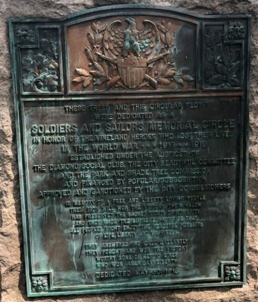 SOLDIERS AND SAILORS MEMORIAL CIRCLE PLAQUE