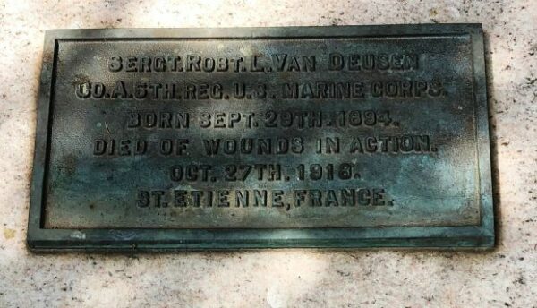 SERGT. ROBT. L. VAN DEUSEN WAR MEMORIAL PLAQUE