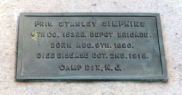 PRIV. STANLEY SIMPKINS WAR MEMORIAL PLAQUE