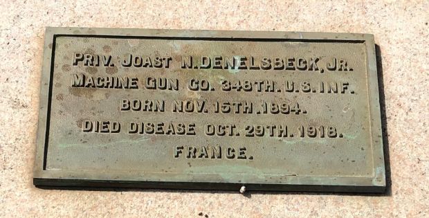 PRIV. JOAST N. DENELSBECK, JR WAR MEMORIAL PLAQUE