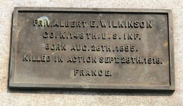 PRIV. ALBERT E. WILKINSON WAR MEMORIAL PLAQUE
