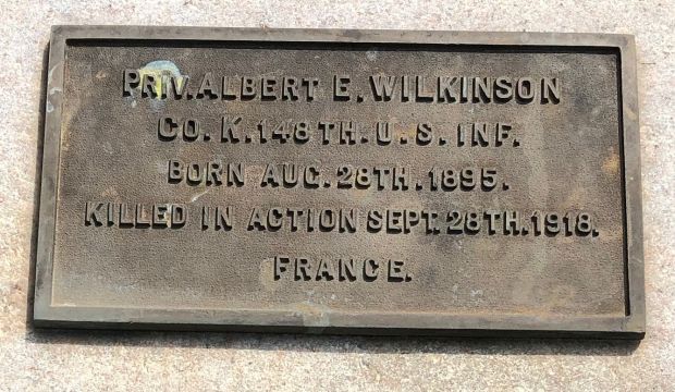 PRIV. ALBERT E. WILKINSON WAR MEMORIAL PLAQUE