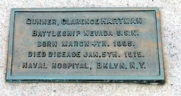 GUNNER, CLARENCE HARTMAN WAR MEMORIAL PLAQUE